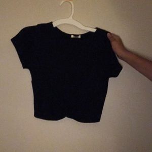 Black knotted crop top